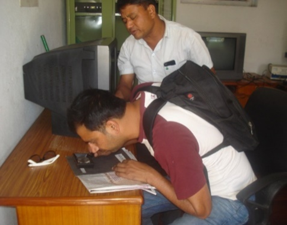 a person using a magnifier