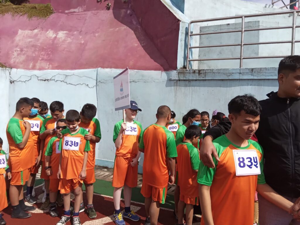 Blind students players are ready to play games at stadium at tripurewor,